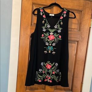 Umgee Black Embellished Tank Top Mini Dress